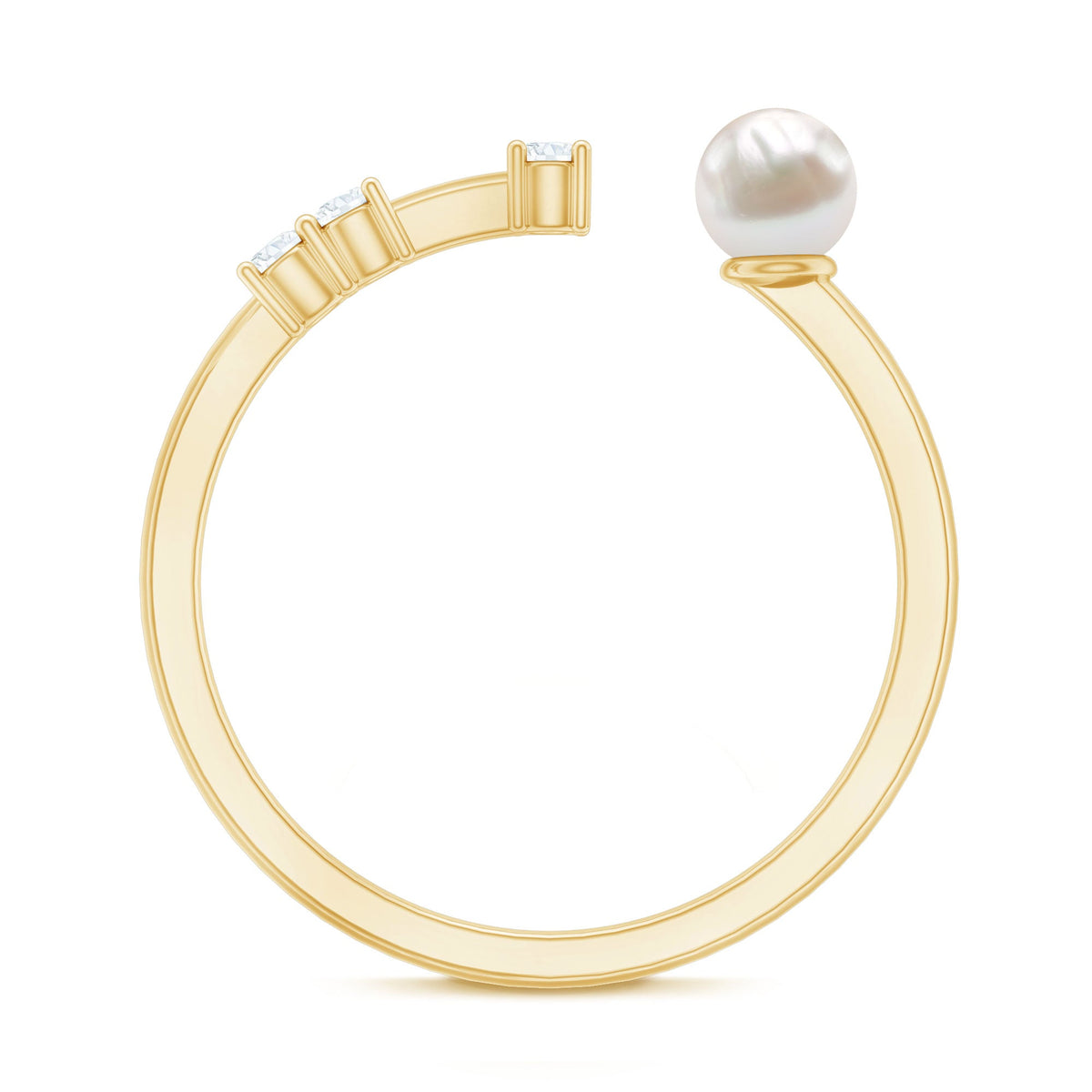 Natural 2 Carat Freshwater Pearl Promise Ring with Diamond