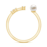 Natural 2 Carat Freshwater Pearl Promise Ring with Diamond