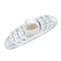 Freshwater pearl and diamond engagement ring for women by Rosec Jewels, featuring a 2 carat pearl centerpiece with sparkling accents.