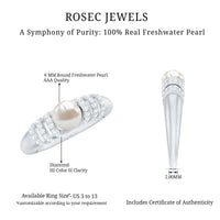 Elegant women's engagement ring with 2 carat freshwater pearl and diamond accents by Rosec Jewels.