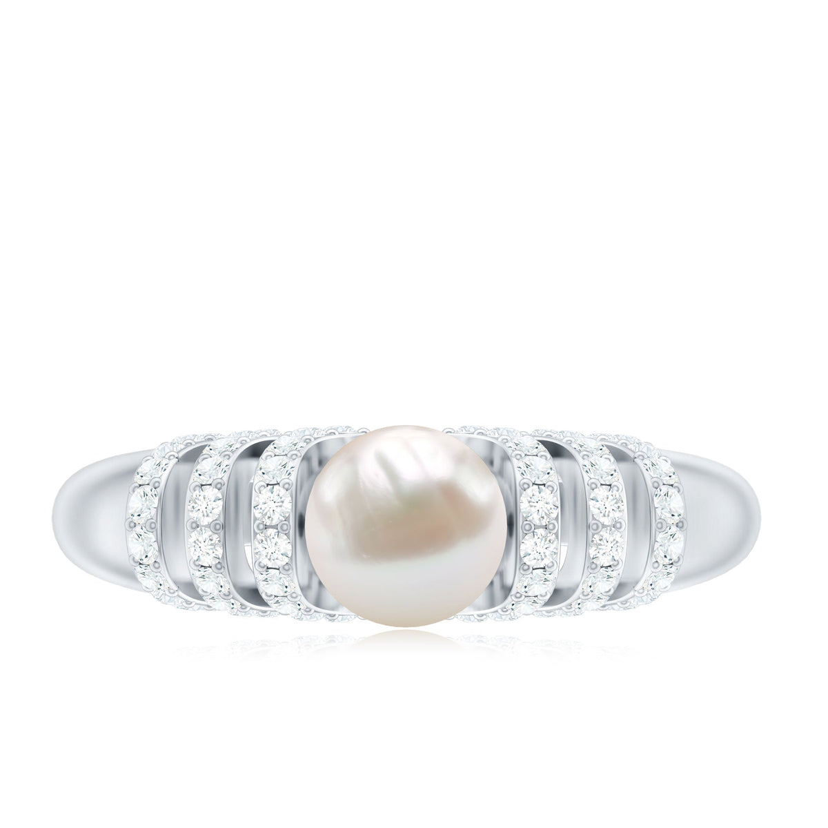 Elegant 2 carat freshwater pearl diamond engagement ring for women by Rosec Jewels featuring a sparkling diamond setting.