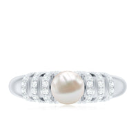Elegant 2 carat freshwater pearl diamond engagement ring for women by Rosec Jewels featuring a sparkling diamond setting.