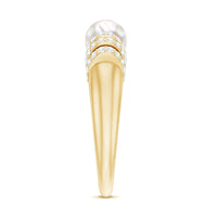 Two carat freshwater pearl diamond engagement ring for women by Rosec Jewels, featuring a delicate pearl and sparkling diamonds.