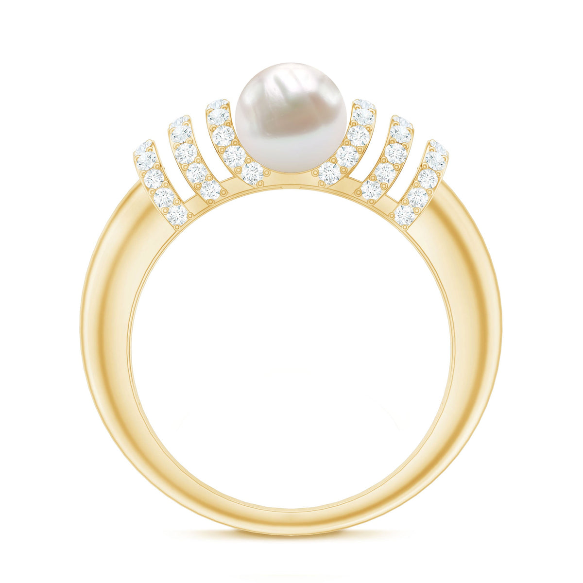 Two carat freshwater pearl diamond engagement ring for women with rose gold setting by Rosec Jewels.