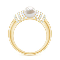 Two carat freshwater pearl diamond engagement ring for women with rose gold setting by Rosec Jewels.