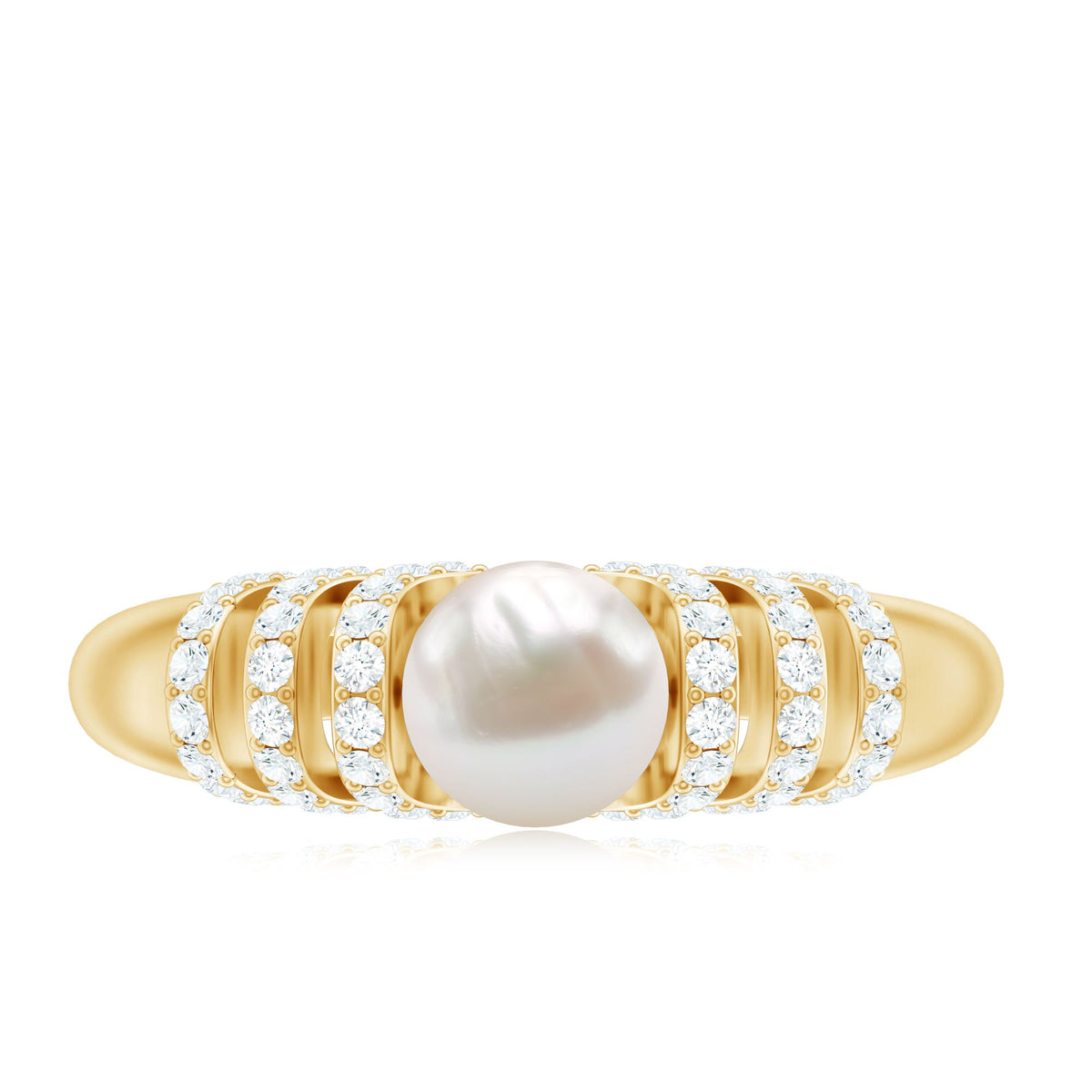 Two-carat freshwater pearl diamond engagement ring for women featuring a sparkling diamond and elegant setting by Rosec Jewels.