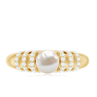 Two-carat freshwater pearl diamond engagement ring for women featuring a sparkling diamond and elegant setting by Rosec Jewels.