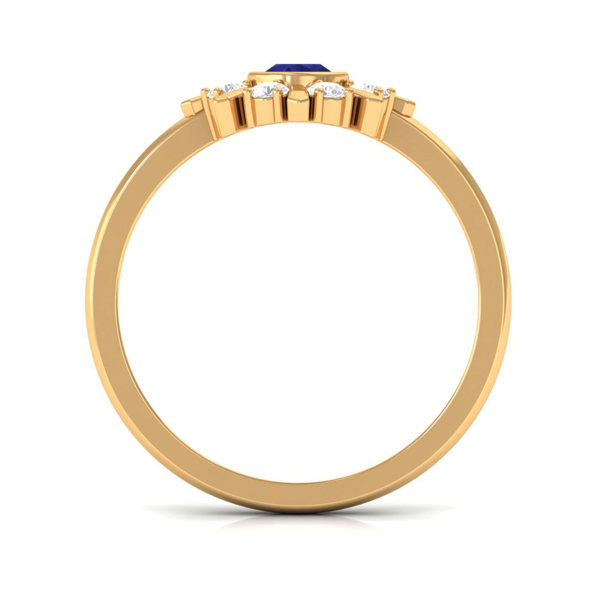 Certified real blue sapphire flower promise ring with diamond, from Rosec Jewels, featuring a detailed blue sapphire flower design.