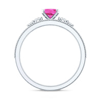 1.50 CT Oval Cut Solitaire Created Pink Sapphire Ring Set with Diamond