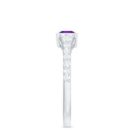 Rosec Jewels 1 Carat amethyst solitaire promise ring with diamond bezel set, featuring a stunning purple gemstone and elegant design.