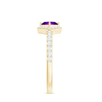 Certified 1.2 Carat Amethyst princess cut engagement ring with diamond accents, showcasing elegant design from Rosec Jewels.
