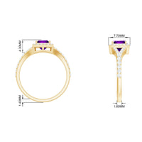 1.2 carat amethyst princess cut engagement ring with moissanite split shank by Rosec Jewels, showcasing a sparkling purple gemstone and elegant band.