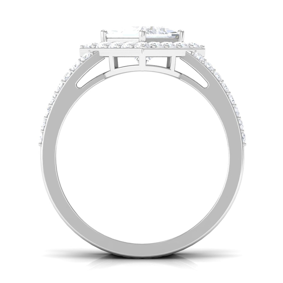Rosec Jewels 2.50 CT princess cut zircon double engagement band ring with sparkling stones and intricate design.
