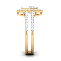 Rosec Jewels 2.50 CT princess cut zircon double engagement band ring with sparkling stones and elegant design.