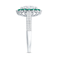 Certified 2 Carat Lab Grown Diamond Engagement Ring with Emerald Halo