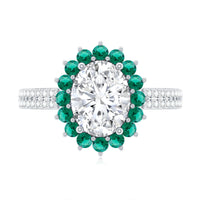 Certified 2 Carat Lab Grown Diamond Engagement Ring with Emerald Halo
