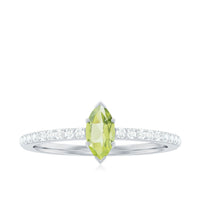 Genuine 0.7 Carat Marquise Peridot Promise Ring with Diamond