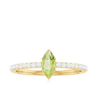 Genuine 0.7 Carat Marquise Peridot Promise Ring with Diamond