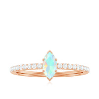 Certified Real Marquise Ethiopian Opal Promise Ring with Diamond