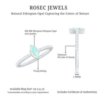 Certified Real Marquise Ethiopian Opal Promise Ring with Diamond