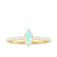 Certified Real Marquise Ethiopian Opal Promise Ring with Diamond