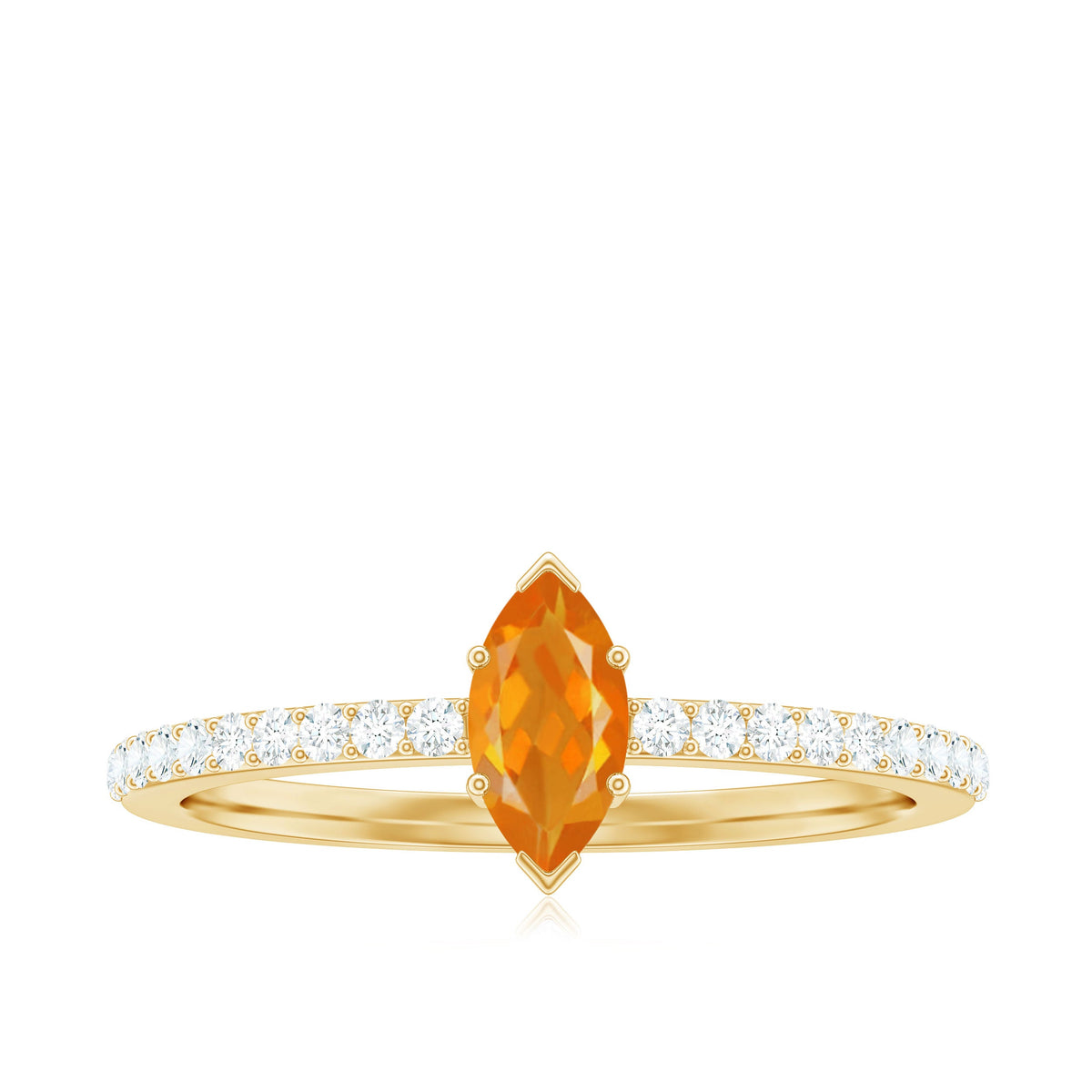 Rosec Jewels 1/2 Ct fire opal marquise engagement ring with diamond accents, showcasing the elegant design and sparkling stones.