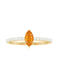 Rosec Jewels 1/2 Ct fire opal marquise engagement ring with diamond accents, showcasing the elegant design and sparkling stones.