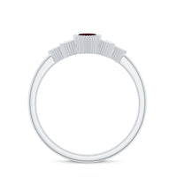 Natural 4X8mm Garnet Marquise Engagement Ring with Diamond