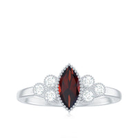 Natural 4X8mm Garnet Marquise Engagement Ring with Diamond