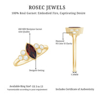 Natural 4X8mm Garnet Marquise Engagement Ring with Diamond