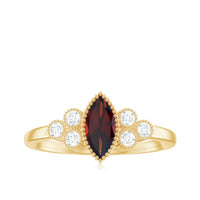 Natural 4X8mm Garnet Marquise Engagement Ring with Diamond