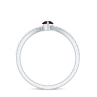 Natural Marquise Garnet Promise Ring with Diamond Bypass Shank