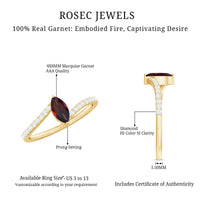 Natural Marquise Garnet Promise Ring with Diamond Bypass Shank