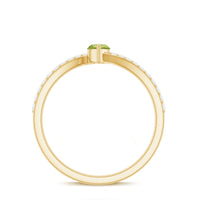 Real 0.7 Carat Peridot Marquise Promise Ring with Diamond Bypass Shank