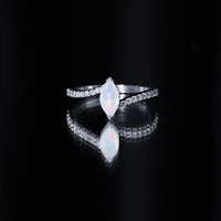 Natural Marquise Ethiopian Opal Diamond Promise Ring with Bypass Shank