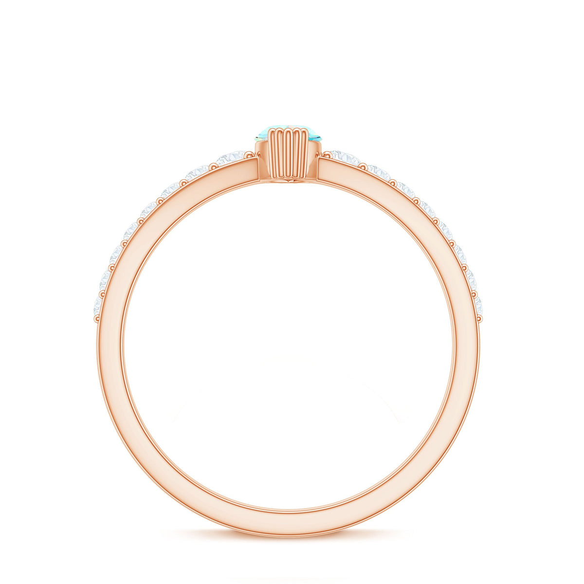 Certified Marquise Opalescent Promise Ring with Real Diamond