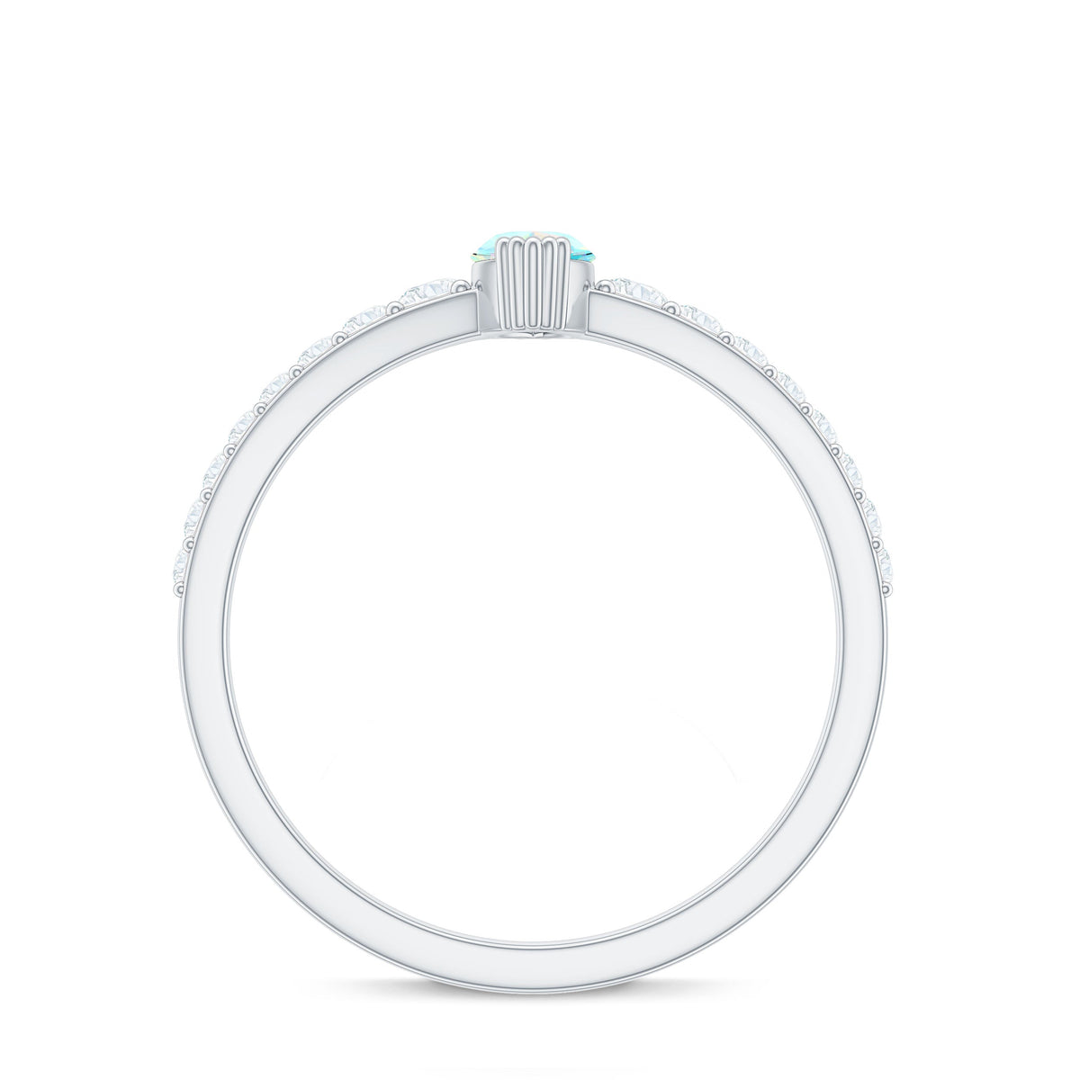 Certified Marquise Opalescent Promise Ring with Real Diamond