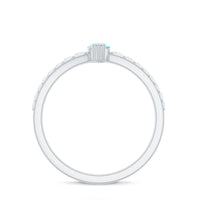 Certified Marquise Opalescent Promise Ring with Real Diamond