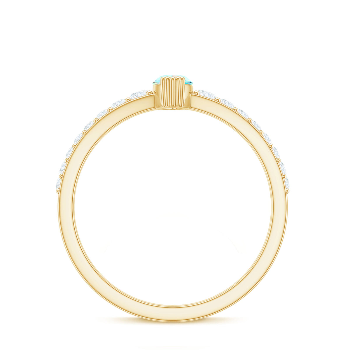 Certified Marquise Opalescent Promise Ring with Real Diamond