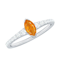 Rosec Jewels 3/4 carat marquise fire opal engagement ring with diamond accents, showcasing a stunning gemstone and elegant design.