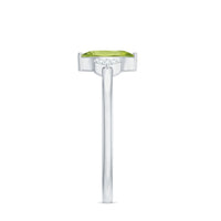 Natural 0.7 Carat Marquise Peridot Promise Ring with Diamond