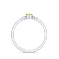 Natural 0.7 Carat Marquise Peridot Promise Ring with Diamond