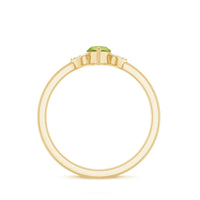 Natural 0.7 Carat Marquise Peridot Promise Ring with Diamond