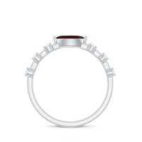 Natural Marquise Garnet Diamond Promise Ring in East West Style