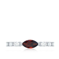 Natural Marquise Garnet Diamond Promise Ring in East West Style