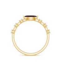 Natural Marquise Garnet Diamond Promise Ring in East West Style