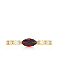 Natural Marquise Garnet Diamond Promise Ring in East West Style