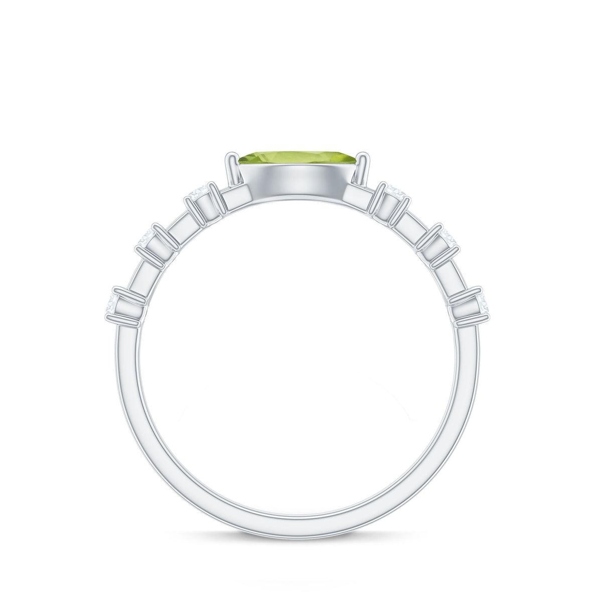 0.75 CT Peridot East West Ring with Diamond Accent