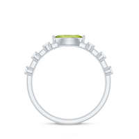 0.75 CT Peridot East West Ring with Diamond Accent