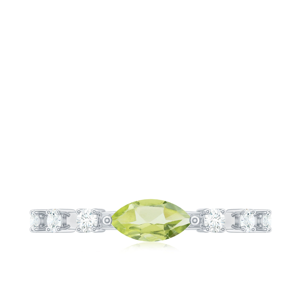 0.75 CT Peridot East West Ring with Diamond Accent